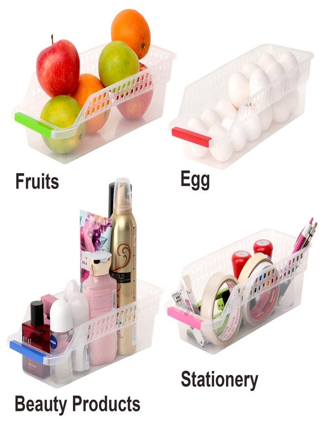 Cutting Edge Essentials Plastic Egg Baskets and Fridge Storage Organizer Racks - Space-Saving Solution for Fruits and Vegetables in Your Kitchen and Refrigerator Drawer - Pack of 4 , White - Image 2